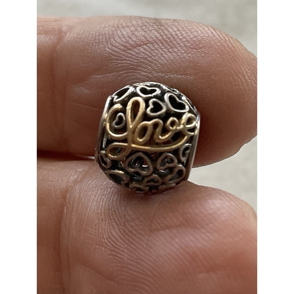 retired Pandora Message of Love openwork charm ALE 925 sterling silver Gold Acce